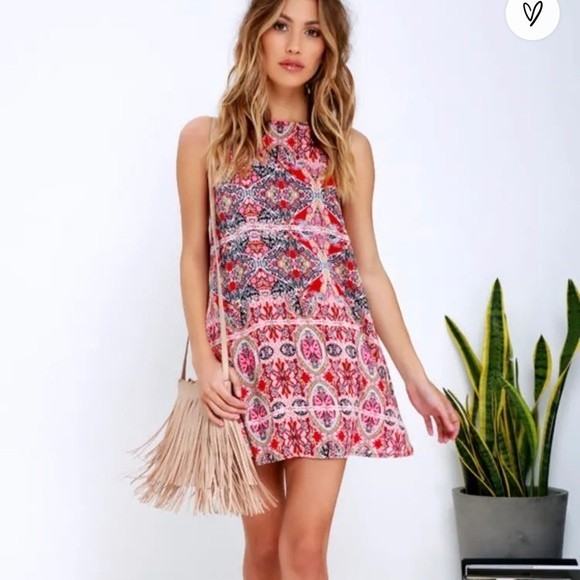 Lulus Design Major Red Print Swing Dress size XS - Picture 1 of 3